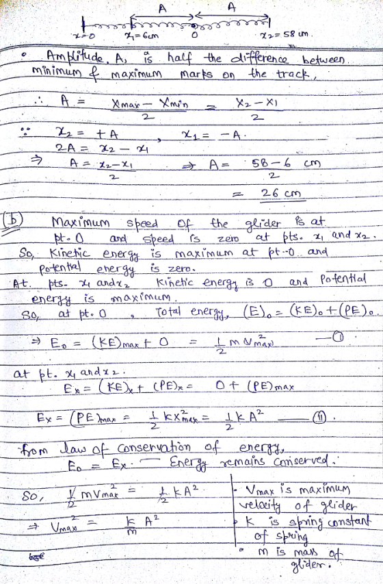 betweer) min aximuM nart the trac X) 2 26 ㎝ bt So Kiec eer is maximum at pt.0 and tal eher Podenta 七 zero、 24 andra kinetic e