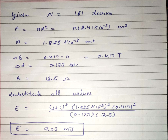 161 turns Given A = GR² M (2.418162) ma 1.825 X163 me 0.412 0 0.417 T AB~ Asta 0.133 tec R - 12.2 substitute all values (161)
