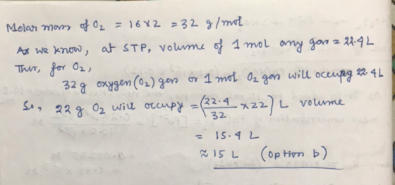 Molar mors of O₂ = 16x2 =32 g/mol As we know, at STP, volume of 1 mol any goro 2 22:42 This for Oz, suos 32g oxygen (02) gens