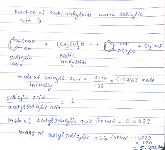 Reaction of Acetic anhydride acid is - with salicylic nyooh + -> (CHzco), 0 Acetic Andydride trool + CH3COOH Db ochico Salicy