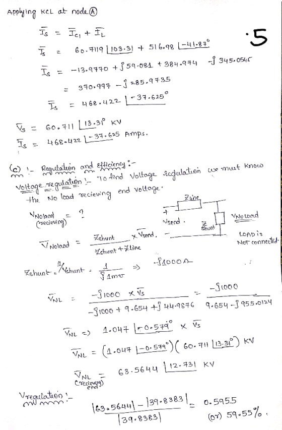 Applying Kel at node @ Is = Ies + IT 60.71191103.31 + 51 6.98 -41.87 -j 345.0545 = -13.9770 + j 59-081 + 384.974 - 370,997 -