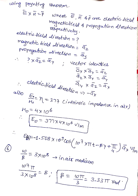 using peyaHvg teoen respetively propogation lireetion albo E. 3ר 3 Us = 3x!og 구 1n air medium on TT