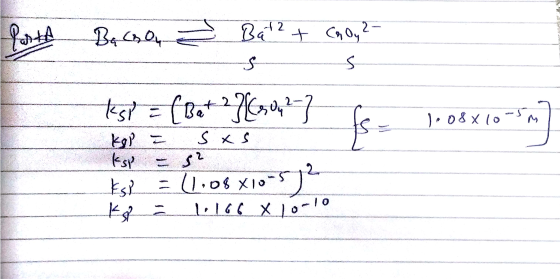 Part Bacson & Bat2 + Choy 2 - -- kesi = (Bat 2750, 2-} c koi = Sxs Ksp = 3² k = (1.08810-572 # = |-|(( o°° J108X10 as my