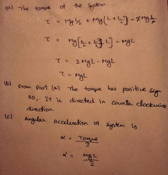 (o) The toave ot the yatem tb) erom Past ta) the toqe has positive s so, 2t divected in counter clockie divection.