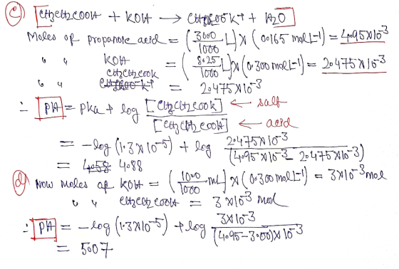 Todo O Tethelt2cook + kot > Chatook tt azo Moles of propanore_aeil = ( 3000 4x (00165 mol l-1) = 4m958163 og komt 64 b e heth