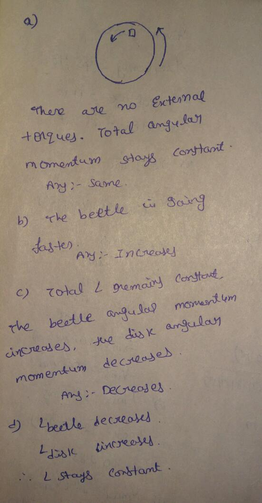 a) are mo ectemal tenues Total an Ay- Same b te beetle Song daste the beetle a moswasnit um decメeases momentum -) しbeetle dec