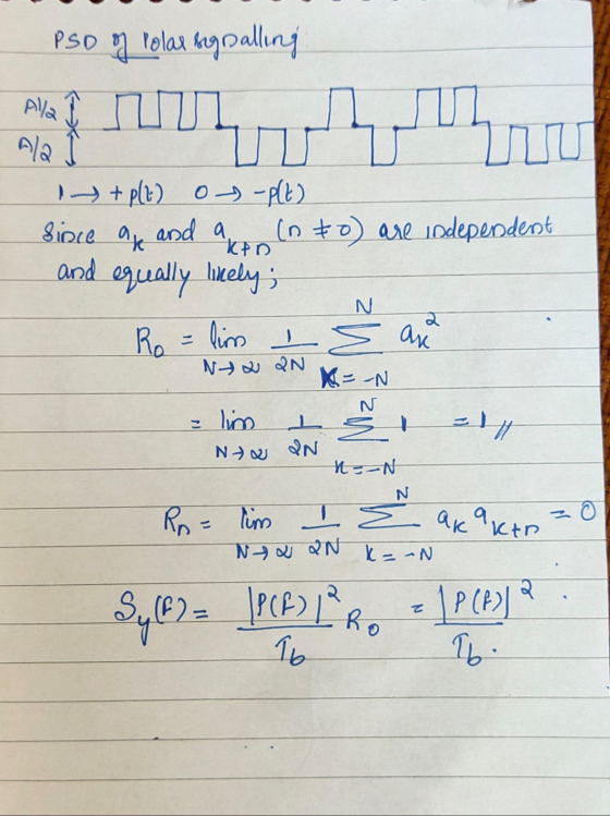 PSO of Polar signalling KPD - + pli ol - Plt) Since and a (nto) are independent and equally likely; Rolim is an Nha QN Y - li