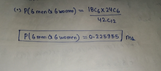 () PC6 men de 6 women) = 1866 X 2406 42012 | Pl6 men a 6 women) = 0.225955) my