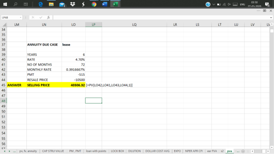 © v 1x ENG 03:30 27-03-2020 11 LP48 2 LM LN LO LP LQ LR LS LT LU LV LV - ANNUITY DUE CASE lease 4.70% YEARS RATE NO OF MONTHS