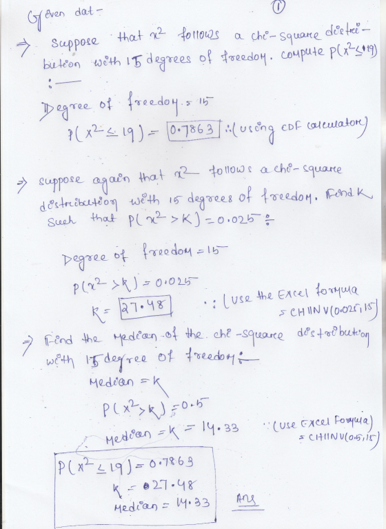 Oven dat- of even 0 Suppose that x? follows distree- bieteson with 15 degrees of freedom. compute p(x2309) a che-square 515 D