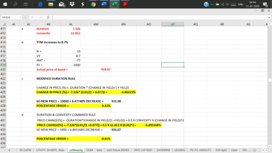 vel 4* 06:54 ENG 31-01-202013 AP419 fx ; X AJ AI AM AN AO AP AQ AR AS AN 411 AL 7.326 61.812 duration convexity 412 b YTM inc