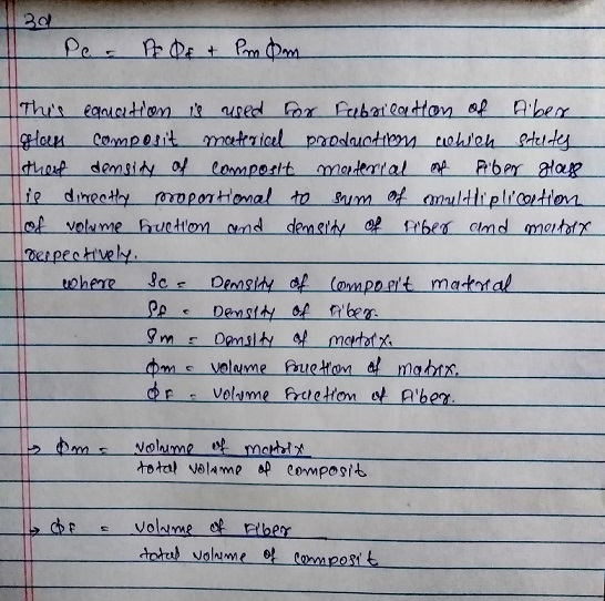 1 Pe- P Qf & Pmom This equation is used for fabrication of Aber geloen composit matericel production which states that densit