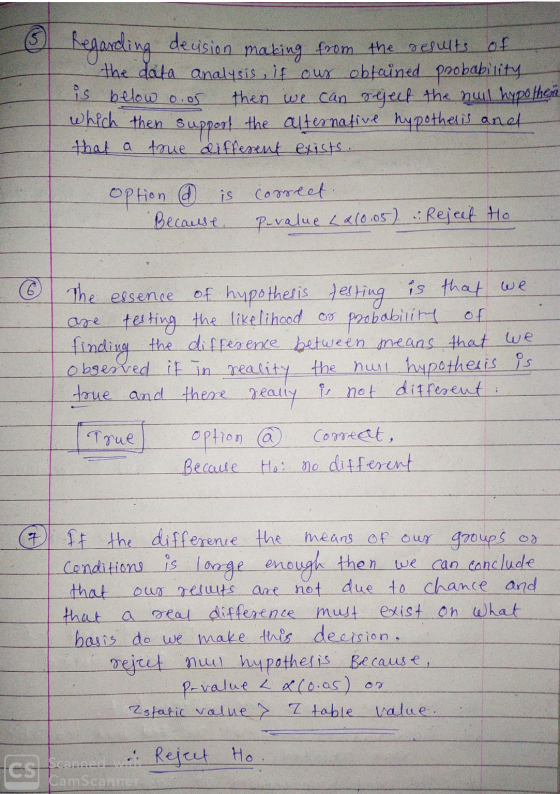 15 Regarding decision making from the results of the data analysis , jf our obtained probability then we can reject the nul h