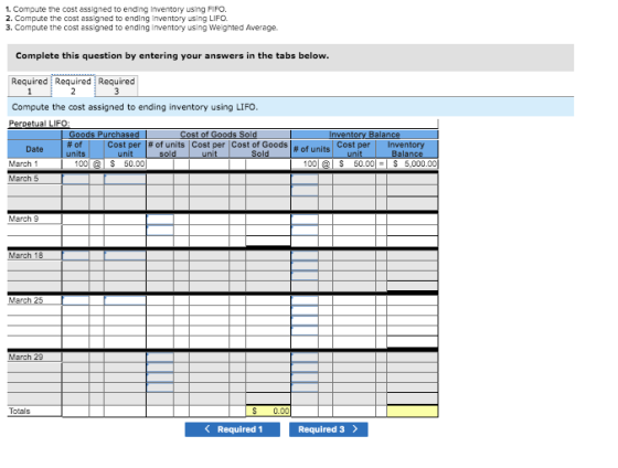 1. Compute the cost assigned to ending Inventory using FIFO. 2. Compute the cost assigned to ending inventory using LIFO 3. C