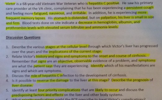 Victor is a 68-year-old Vietnam War Veteran who is hepatitis C positive. He saw his primary care provider at the VA clinic, c