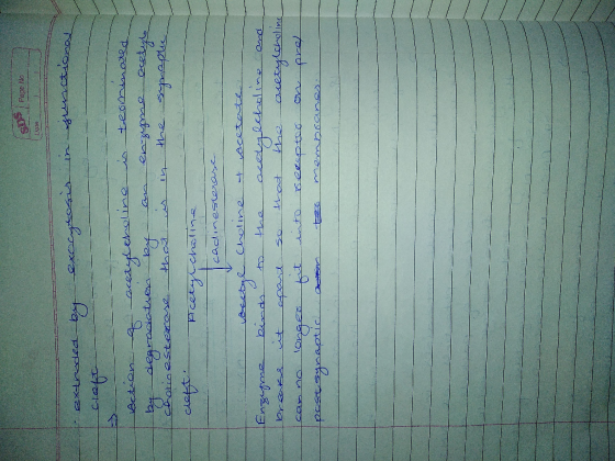 $0$ | Page No Date - -- of extruded by exocytosis in junctional - - - - ______- ---- action a acetylcholine is teominated by