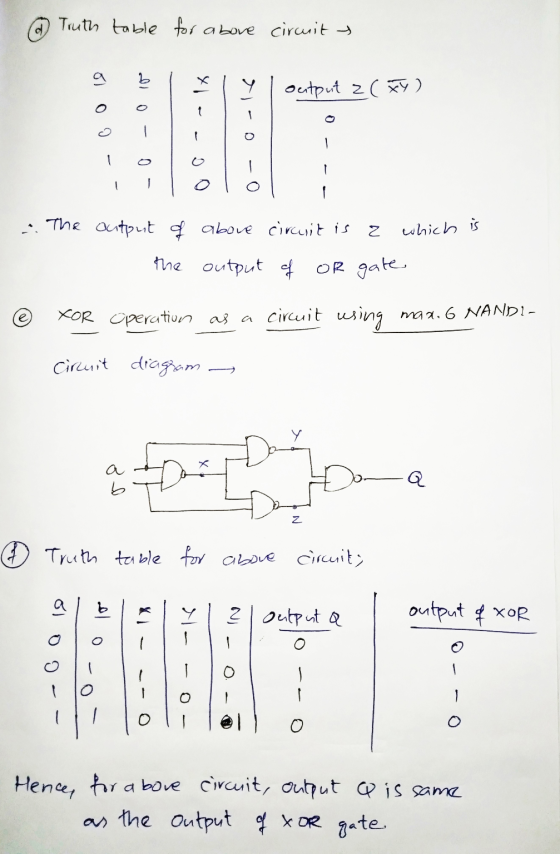 @ Truth table for above circuit У output z(x4) - - 2 which is The output of above circuit is the output of or gate Xor Operat