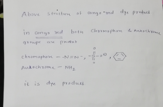 Structun of Congo eed dye Produs Above Chomophon & Antochonme both n Congo ded an chromophorx Autochrome NH2 dye produu 1it i