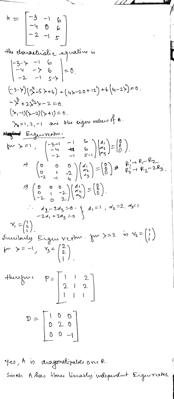 가 -3 -1 = 6 -4 0 2 - 6 5 the characteristic 6 - 2 6 equations in -3-3 -1 -4 -0. -2 -1 E5-1)(-5%+6) +(94-20+12) +6(4-22)-0. +2