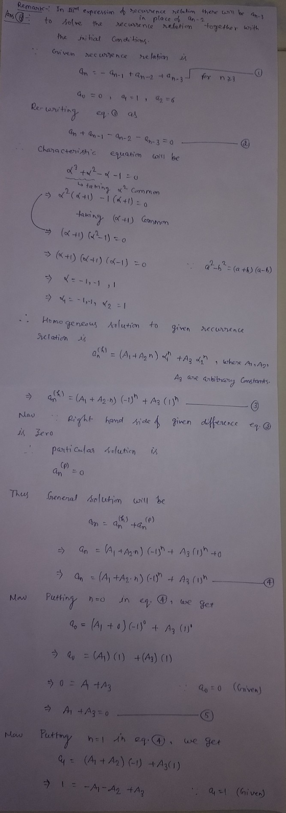 Remark- In mt erorexio o recurrence relation there will be AM an-3 in place of an-2 recurrence together with to solve relatio