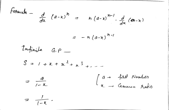 formula - d (9-x) n (a-xml vode 0-2 da -na-n) Infinite G.P s 1+kt q? + x3 = (a first number first Number Common ratio 1-X Ta