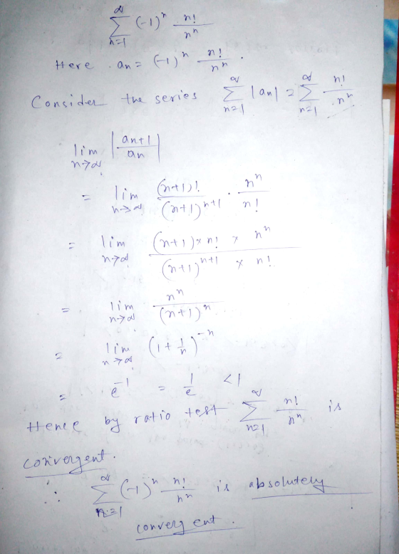 (-1) ni nal nn n! Here ana fijn nn h ) Consider the series E laul 2 nal E- nal nh anti an n7N nn lim (MAD) hisa (ntlight n!