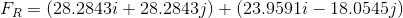 F_{R}=(28.2843i+28.2843j)+(23.9591i-18.0545j)