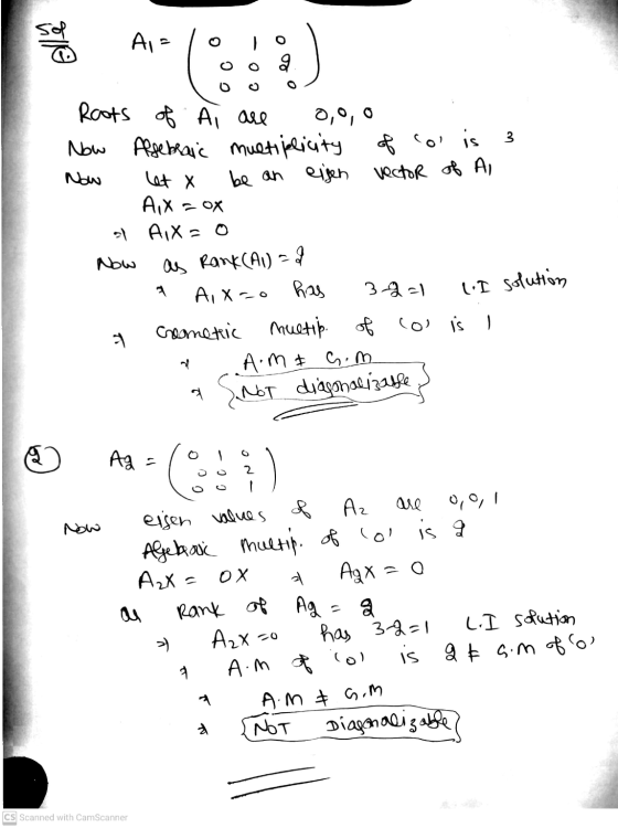 ella Ava 0,0,0 of col is 3 let X Roots of Ai are Now Algebraic multiplicity Now be an eigen vector of A AiX = Ox of AIX=0 Now