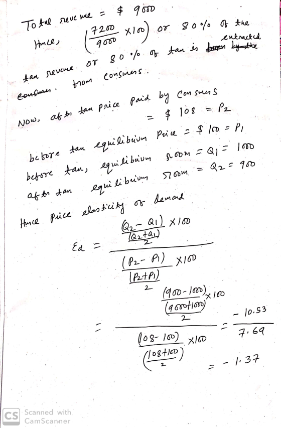 entracted Total reve me = $ 9000 Hace 100 x 100) or 80% of the so % of an is boren by the . 17200 une ( 9000 o tau revene or