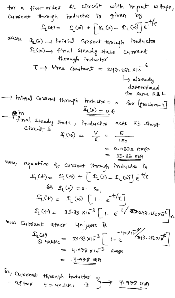 for a where first order RL circuit with input voltage, current through inductor is given by ficts = ca) + [aco) – Decodjetle
