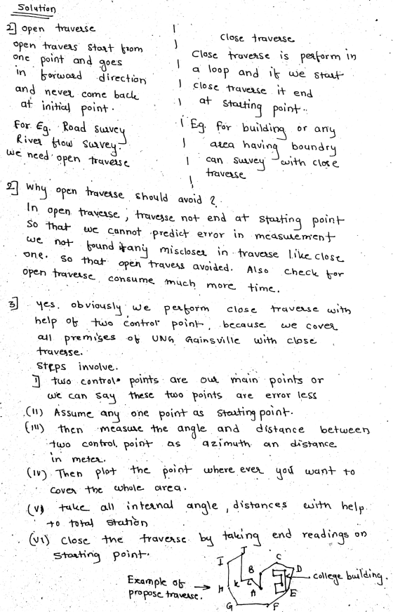 Solution 2 open traverse Close traverse open travers start from Close traverse is perform in one point and goes a loop and i
