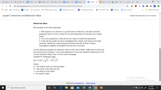 M Inbox m Course x = Final Prx Sample x m SOS_20 x E Space X B Space х = Length х C Get Hox My Drix Gwas is х + c docs.google