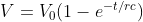 V=V_{0}(1-e^{-t/rc})