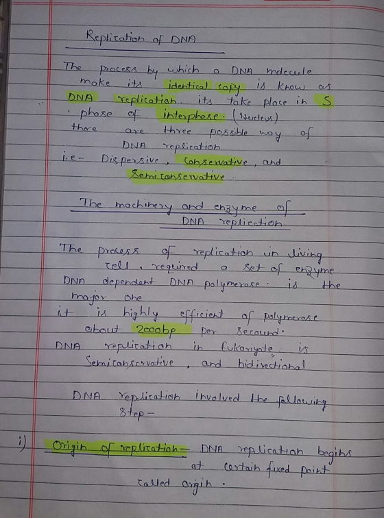 Replication of DNA process by which S The DNA molecule moke its identical copy is know DNA replication. its take place in pha