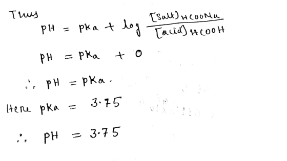 Тиш Coona as pH = pka + log (sl) и CooNu Tacid) A COOH - PH = Рka + о , P H = PKA Aeu pKA = 3:15 :. РН = 3-15 р,