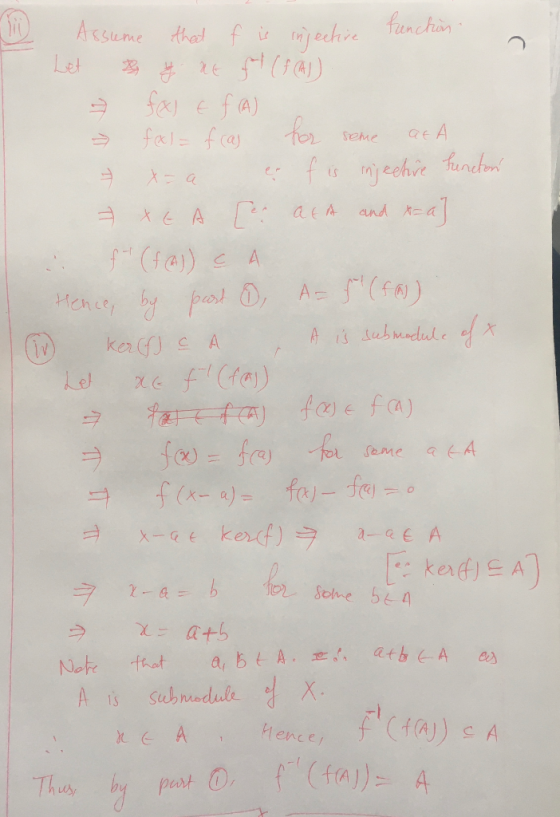 LV ID A Assume that f is injective function. Let & RES ( f (A1) + fx & f (A) fel= fcas for some at A x=a e f is injective fun