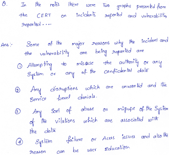 6. eols heoe grophs presentd fom the CERTeporied andl vulnevabiltie, inciClen s An Some themair easons wohy he neident and th