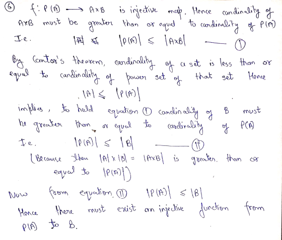 m Ø tip (A) - AXB is injective map. Hence cardinality of - AXB must be greater than or equal to cardinality of P(A) Ie. A IP(