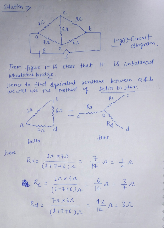 solution gr za a im Fig Gruit diagram, a that it is unbalanced from figure it is clear Wheatstone bridge. Hence to find equiv
