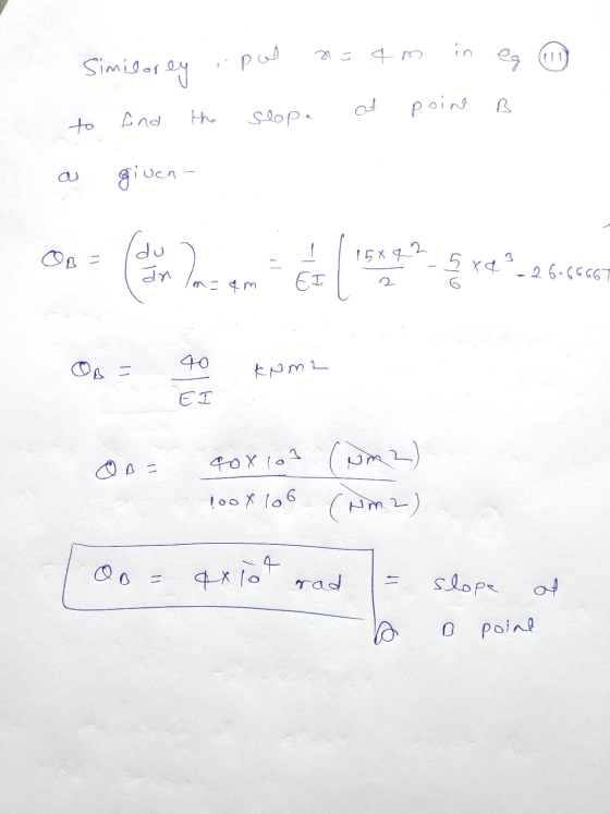 a in pal qm Similarly eg point B nem to find the slop. du IN EI given - 15892 5x4 ² 26.66667 2 QB = 40 knmz ЕТ OBS 40x102 (m