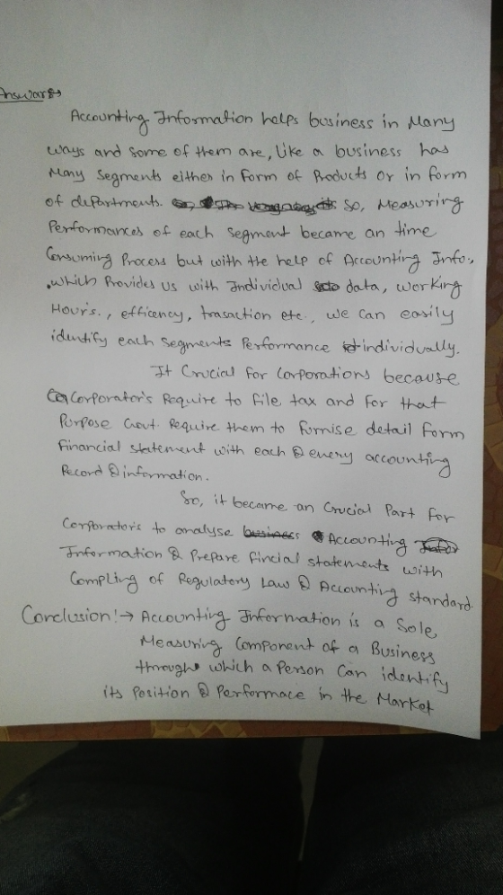 U Answara Accounting Information helps business in many ways and some of them are like a business has. Many Segments either i