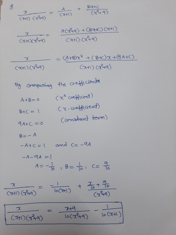 10 7 By comparing the coefficienta A BAHC 7 (x+1) (8²9) (SH) (379) AGGRq) + (BHC) (811) (SH) (?+9) (6+1) (879) = (A+B)x2 + (B