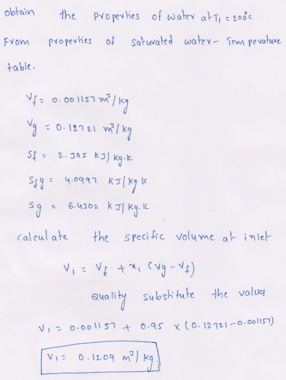 Fvom PYopevhes ot Satwated wate iem pevatuve able SI Calcul ate the s peci c Volume a inlel aualib Sbshtute the volue