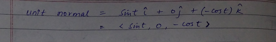unit normal to} + (-cost) Sint < sint, o, cost >