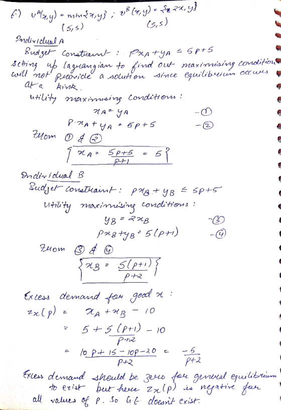 6-7 uAlay) = min2,4} : EB (ny) • Sax,y} . (5,5) (5,5) Indiviclual A . Budget constraint : PRATYA = 5p+5 Setting up laguangian