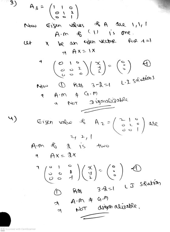 3) A3= 09 Now of A are lill Cu is one. Eisen values A.m of X be an eisen vector Ax? 1 x ht for i=1 C!:))) Now 3-27 L.I soluti