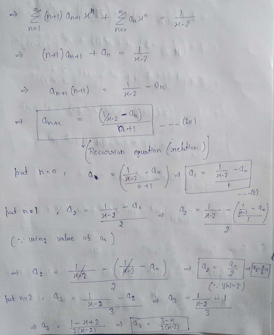 (n+1) Antist Ź ansch H-2 n=1 no (n+1) anti +ana T H-2 an anti (n-11) H-2 (1/1-2 - An) = Anal (10) ht Recurron equation (relet