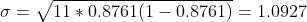 σ- v/11 * 0.8761 (1-0.8761) 1.0927