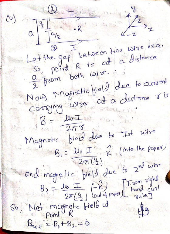 I I NU そ尺 a z 시요 So and magnetic field due to and who (W) •R (2 Let the B llo I 278 27(4) B2- I gap between two wire, isa. po