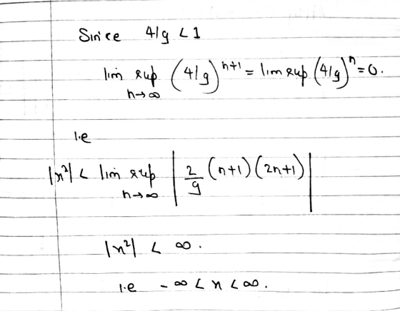 Since 419 L1 lim eup (419 ht - lim eup (419) = 0. hea te 1/2 lim sup 2 (n+1)(ant) 102 Lo le o Lnco.